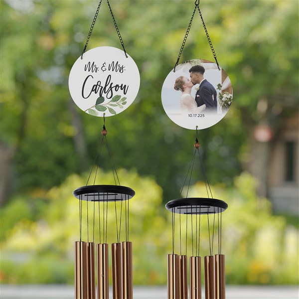 Greenery Wedding Personalized Photo Wind Chimes - 31114