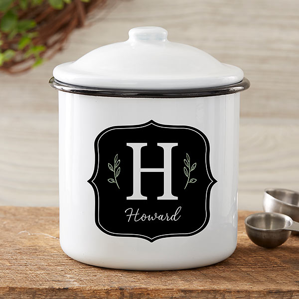 Black & White Buffalo Check Personalized Enamel Canisters - 31295