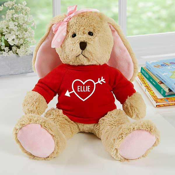 My Valentine Personalized Tan Plush Bunny  - 31595