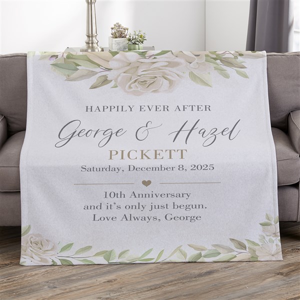 Floral Anniversary Personalized Couple Blankets - 32115