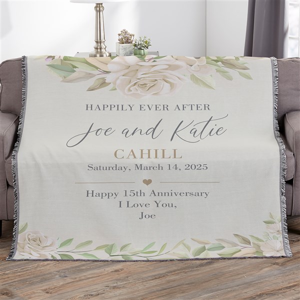 Floral Anniversary Personalized Couple Blankets - 32115