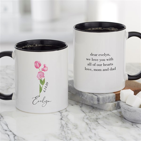 Birth Month Flower Personalized Coffee Mugs - 33558