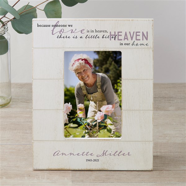 Heaven In Our Home Personalized Memorial Shiplap Picture Frame - 33626