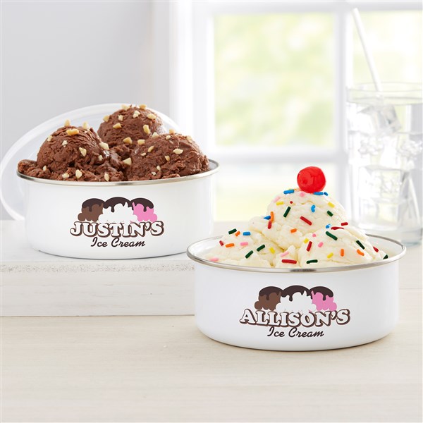 Ice Cream Parlor Personalized Enamel Bowl with Lid  - 33892