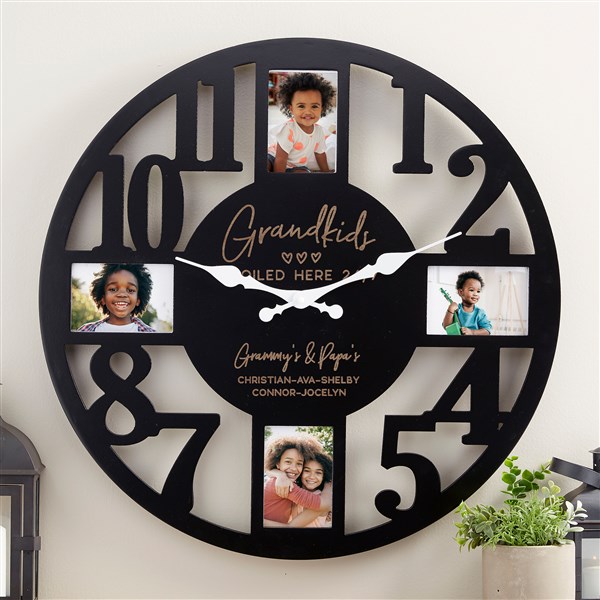 Grandkids Spoiled Here Personalized Picture Frame Wall Clock - 34374