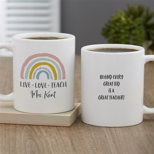 Boho Rainbow Personalized Teacher Coffee Mugs - 34396