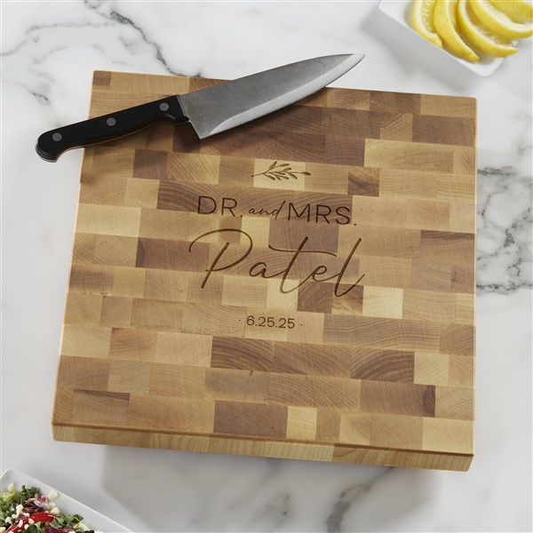 Natural Love Personalized Wedding Butcher Block Cutting Board  - 34643