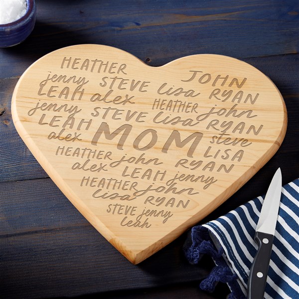 Grateful Heart Personalized Heart Shaped Cutting Board  - 34696