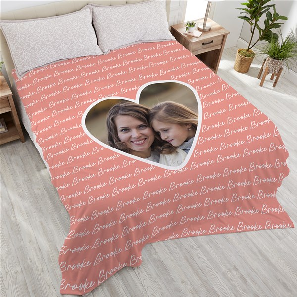 Family Heart Photo Personalized Blankets - 34906