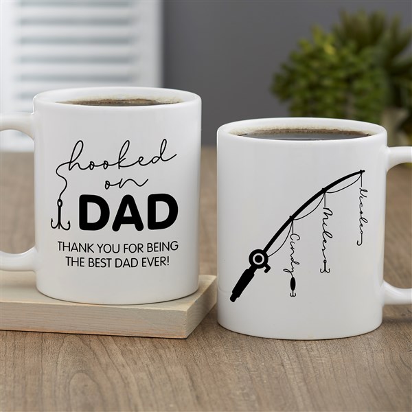 Hooked On Dad Personalized Coffee Mugs  - 34928