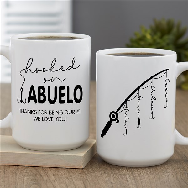 Hooked On Dad Personalized Coffee Mugs  - 34928