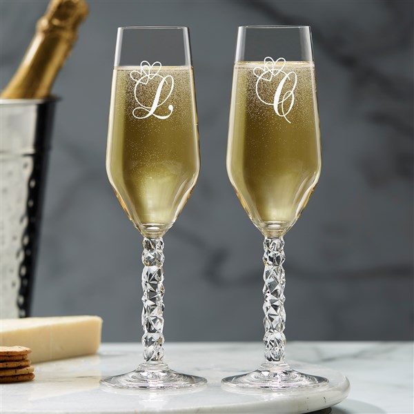 Orrefors Carat Personalized Toast to Love Champagne Flute Set - 36227