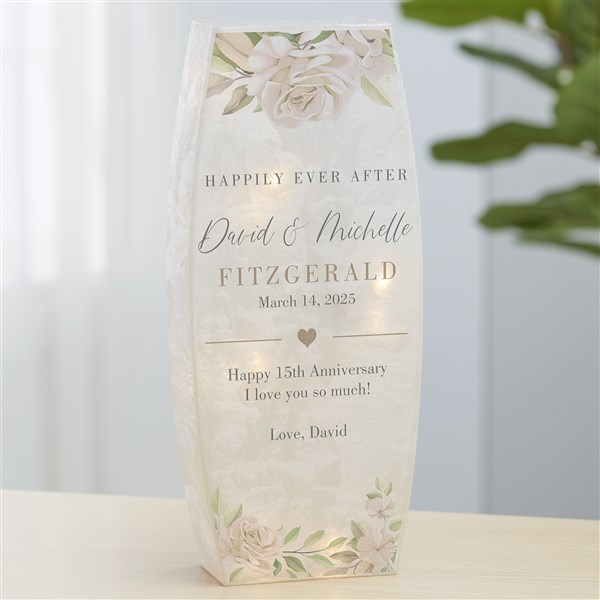 Floral Anniversary Personalized Small Frosted Tabletop Light  - 36863