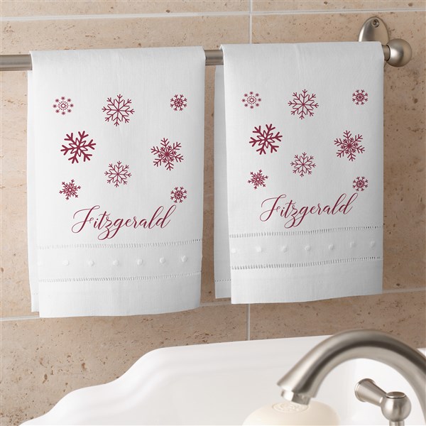 Personalized Linen Guest Towel Set - Winter Wonderland  - 37053