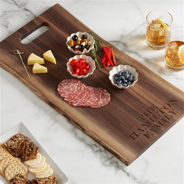 Personalized Live Edge Walnut Single Handle Charcuterie Board  - 37091D