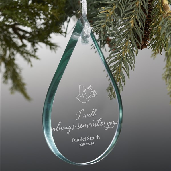 Always Remember You Engraved Glass Teardrop Ornament  - 37343