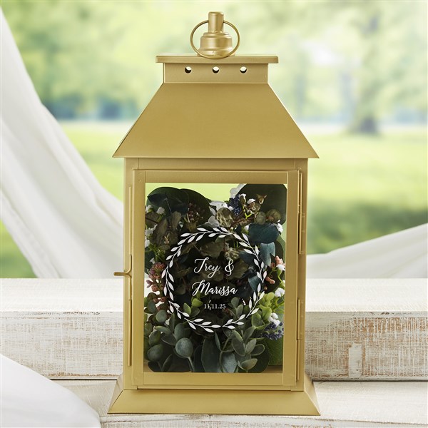 Personalized Decorative Wedding Candle Lantern - Laurels Of Love - 37393