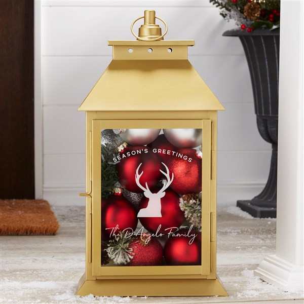 Personalized Decorative Candle Lantern - Christmas Plaid - 37398