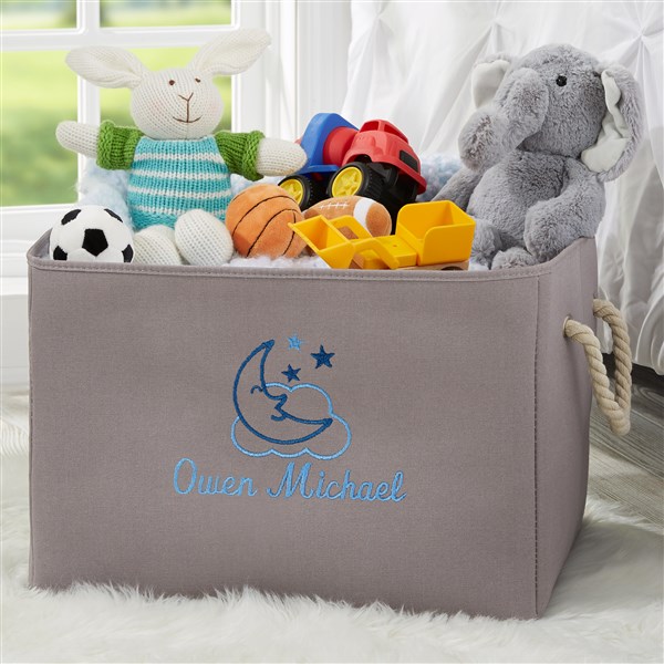 Moon & Stars Embroidered Kid's Room Storage Tote  - 37751