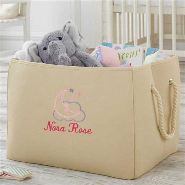 Moon & Stars Embroidered Kid's Room Storage Tote  - 37751