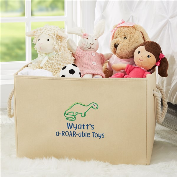 Dinosaur Embroidered Kid's Room Storage Tote  - 37752