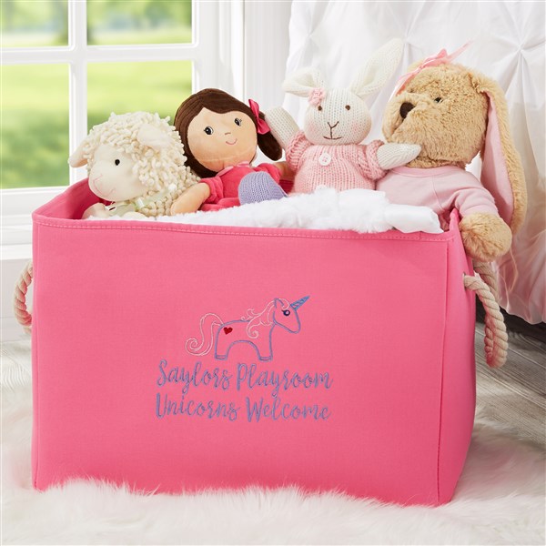 Unicorn Embroidered Kid's Room Storage Tote  - 37753