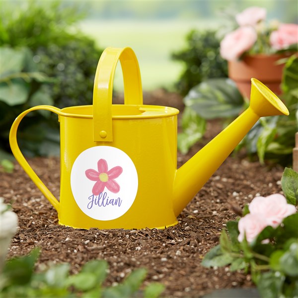 Watercolor Brights Personalized Yellow Watering Can  - 37815