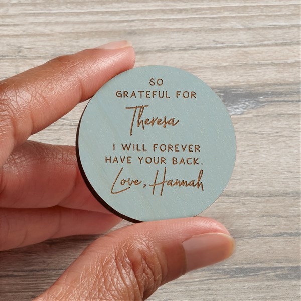 Grateful For You Personalized Wood Pocket Token  - 37968