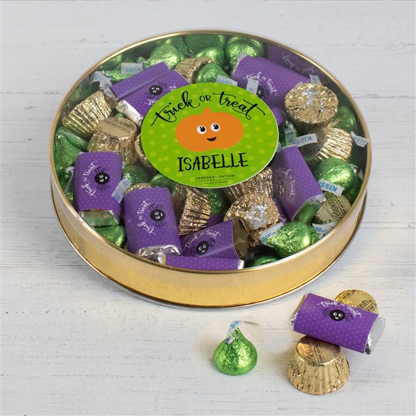 Happy Halloween Personalized Tin with Hershey's & Reese's Mix  - 37992D