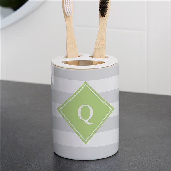 Personalized Ceramic Toothbrush Holder - Classic Initial - 38101