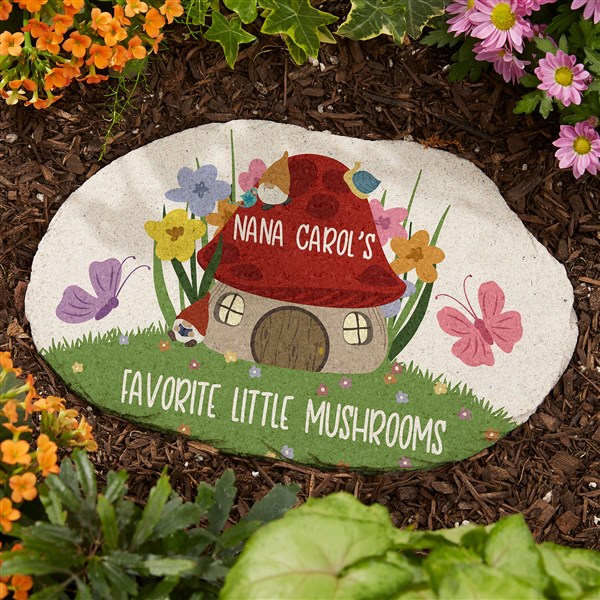 Mushroom Family Personalized Round Garden Stone  - 38162