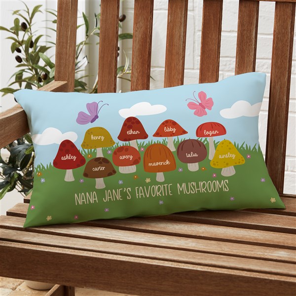 Mushroom Family Personalized Outdoor Throw Pillows  - 38163