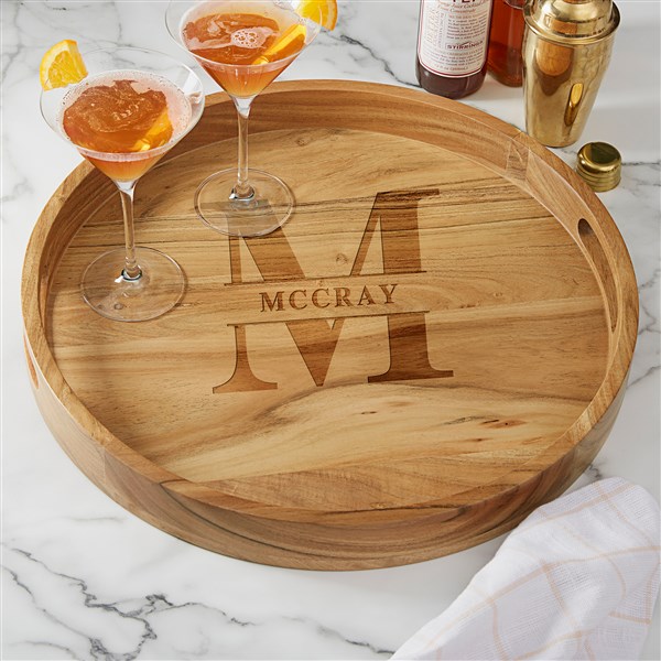 Lavish Last Name Wooden Round Serving Tray  - 38222