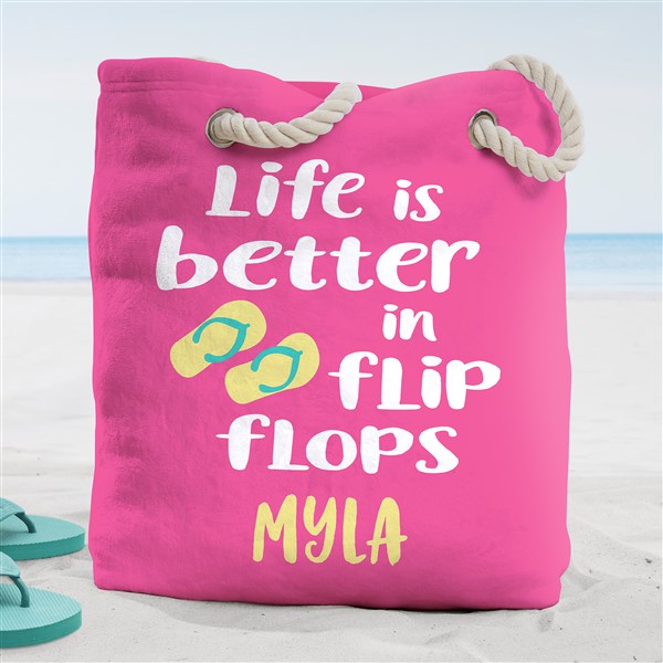 Life Is Better In Flip Flops Personalized Beach Bag  - 38272