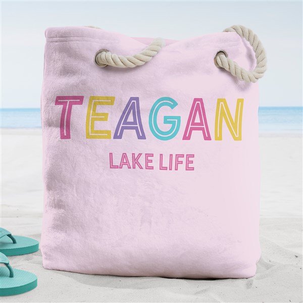 Girl's Colorful Name Personalized Beach Bag  - 38275