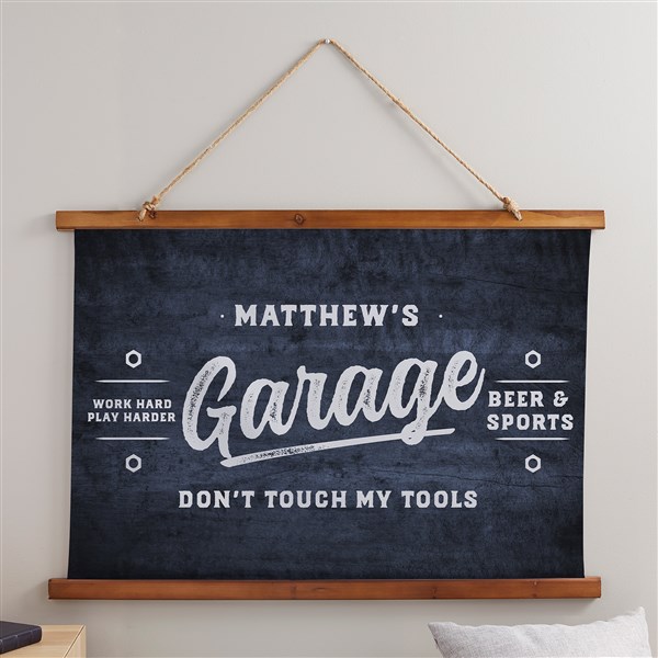 The Garage Personalized Wood Topped Tapestry  - 38977D