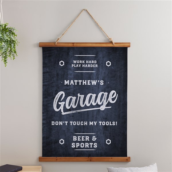 The Garage Personalized Wood Topped Tapestry  - 38977D