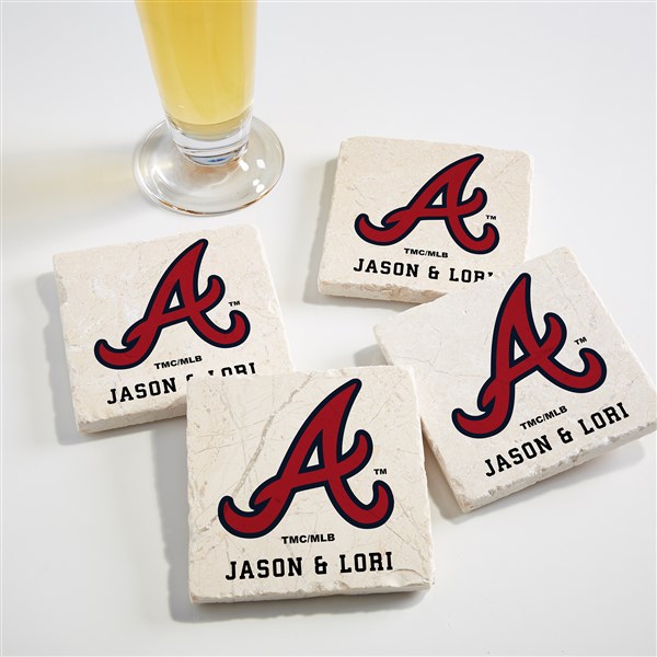 MLB Atlanta Braves Personalized Tumbled Stone Coaster Set  - 39429