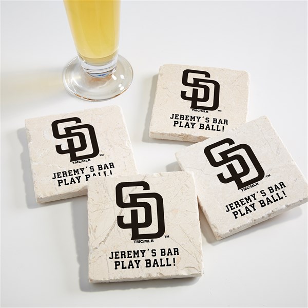 MLB San Diego Padres Personalized Tumbled Stone Coaster Set  - 39433