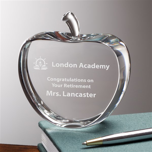 Engraved Logo Crystal Apple Keepsake  - 41565