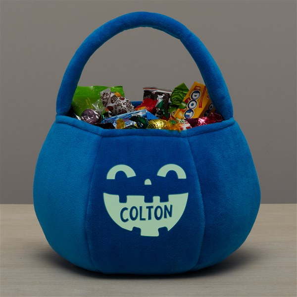Glow-In-The-Dark Jack-o&#39;-Lantern Personalized Plush Halloween Treat Bag - 43326