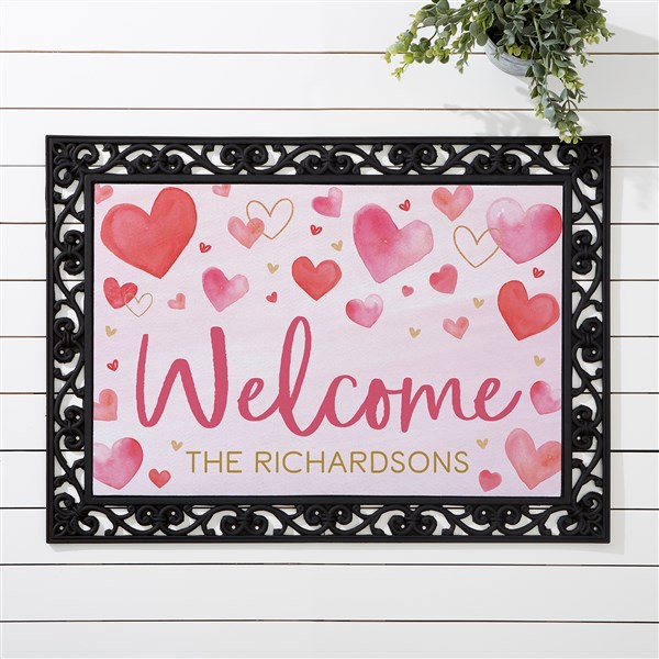 Painted Hearts Personalized Valentines Day Doormats - 44534