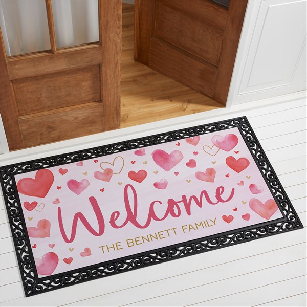 Painted Hearts Personalized Valentines Day Doormats - 44534