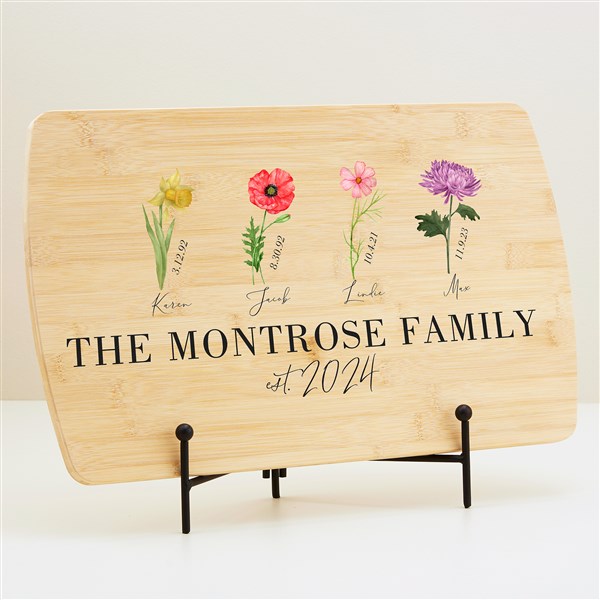 Birth Month Flower Personalized Wood Cutting Board  - 44638