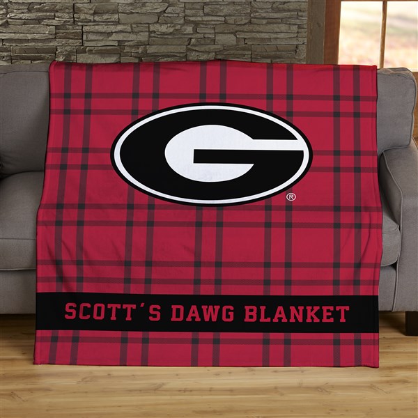 NCAA Plaid Georgia Bulldogs Personalized Blankets - 45955