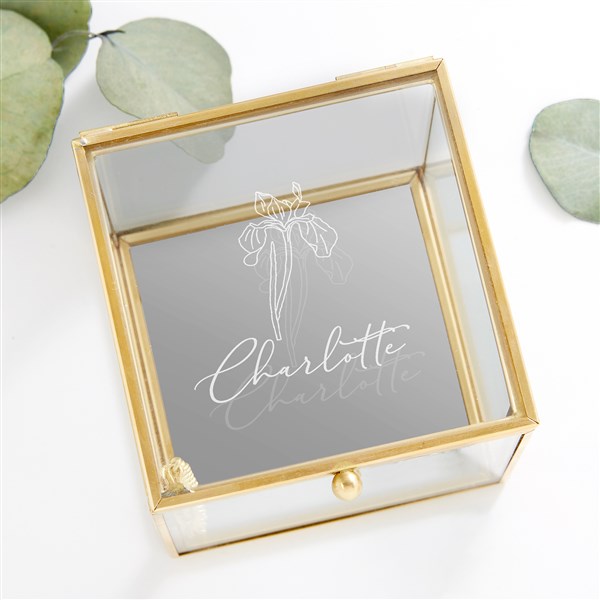 Personalized Birth Month Flower Glass Jewelry Boxes - 47500