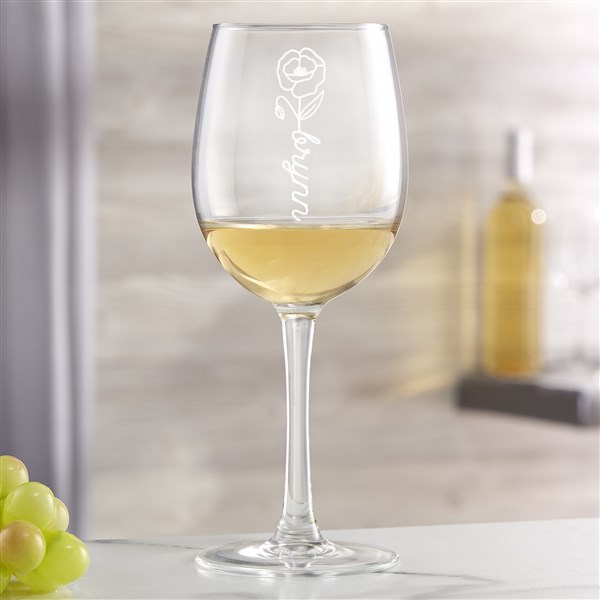 Birth Flower Name Engraved Wine Glass Collection - 48068