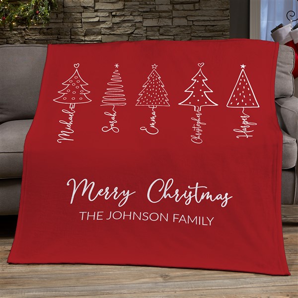 Scripted Christmas Tree Personalized Blankets - 48559