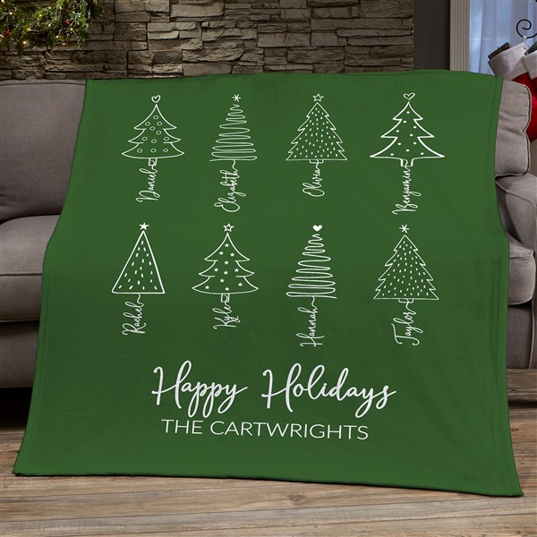 Scripted Christmas Tree Personalized Blankets - 48559