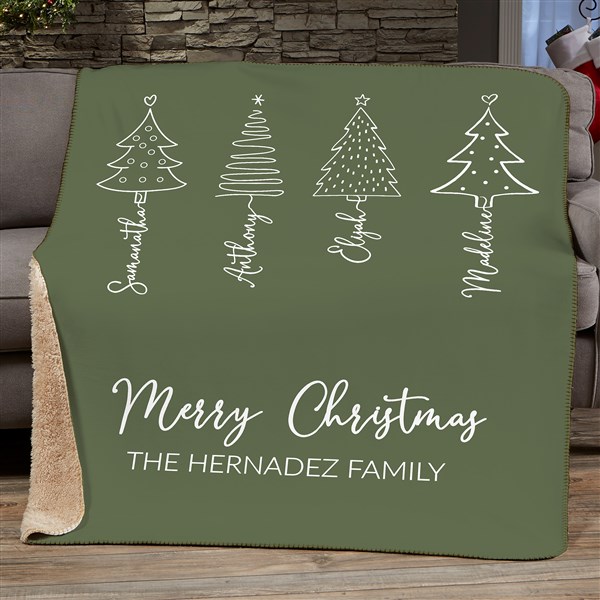 Scripted Christmas Tree Personalized Blankets - 48559